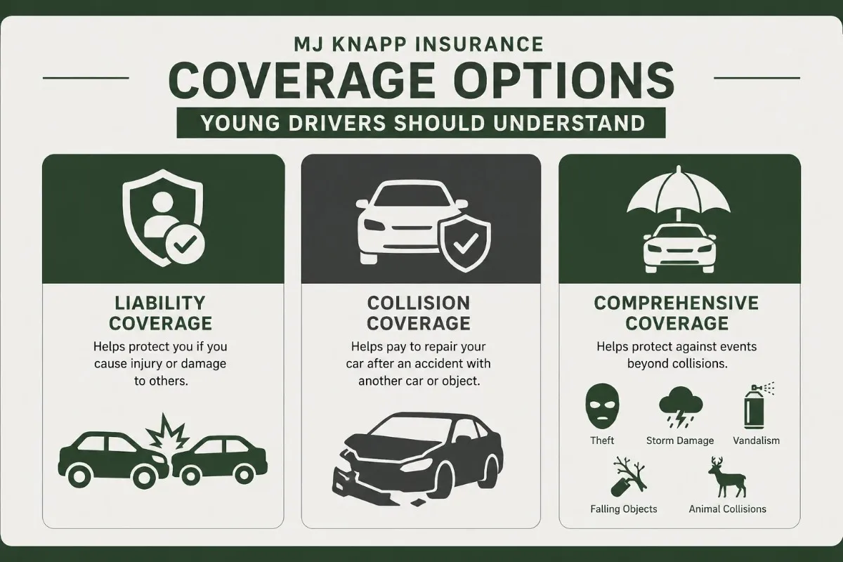 Coverage Options Young Drivers Should Understand Before Signing Anything | Mj Knapp Agency